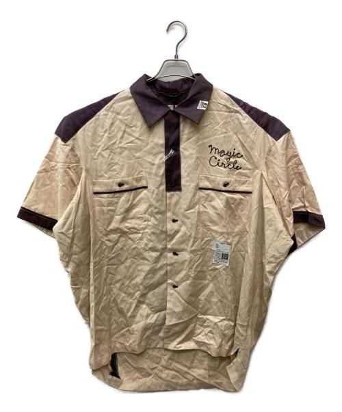 Maison MIHARA YASUHIRO（メゾン ミハラ ヤスヒロ）Maison MIHARA YASUHIRO (メゾン ミハラ ヤスヒロ) Bowling S/S Shirt ベージュ×パープル サイズ:48の古着・服飾アイテム