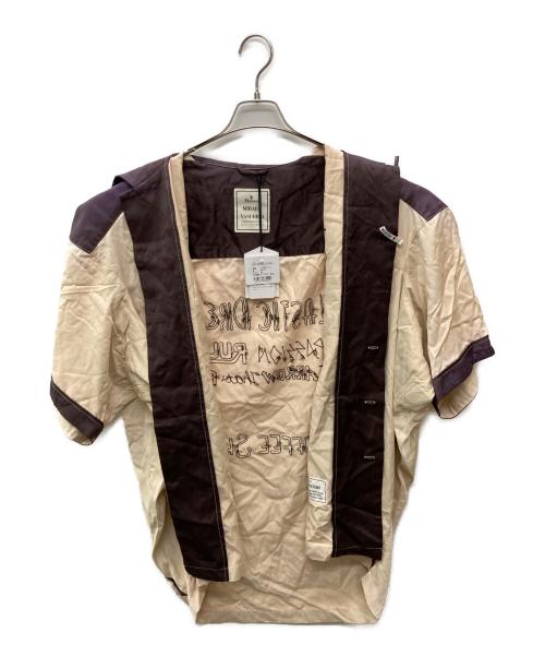 Maison MIHARA YASUHIRO（メゾン ミハラ ヤスヒロ）Maison MIHARA YASUHIRO (メゾン ミハラ ヤスヒロ) Bowling S/S Shirt ベージュ×パープル サイズ:48の古着・服飾アイテム