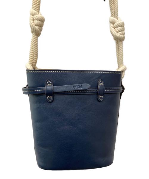 POLO RALPH LAUREN（ポロ・ラルフローレン）POLO RALPH LAUREN (ポロ・ラルフローレン) Rope-Trim Small Bellport Bucket Bag ネイビーの古着・服飾アイテム