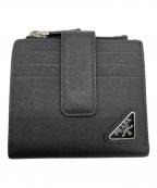 PRADAプラダ）の古着「Saffiano Triangle Card Holder」｜ブラック