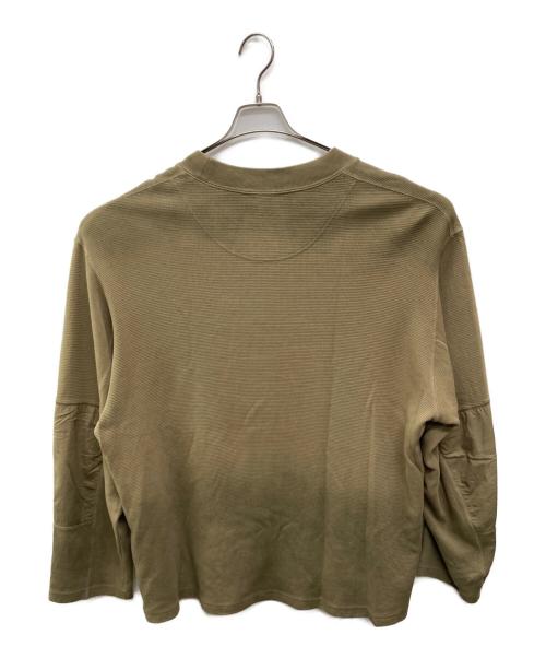and wander（アンドワンダー）and wander (アンドワンダー) garment dye waffle pocket T ベージュ サイズ:Lの古着・服飾アイテム