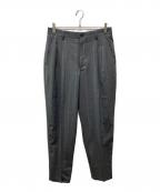 Graphpaperグラフペーパー）の古着「Wide Stripe Wool 2 Tuck Pants」｜グレー