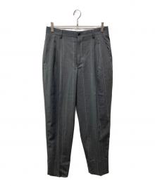 Graphpaper（グラフペーパー）の古着「Wide Stripe Wool 2 Tuck Pants」｜グレー