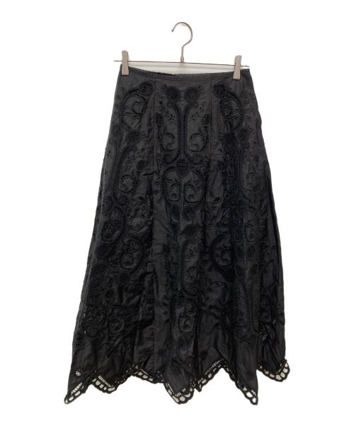 THE SHINZONE（ザ シンゾーン）THE SHINZONE (ザ シンゾーン) EMBROIDERY LACE SKIRT ブラック サイズ:34の古着・服飾アイテム
