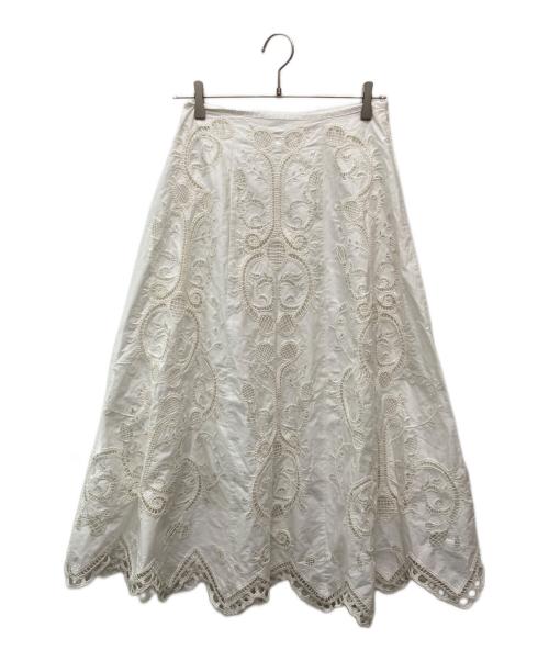 THE SHINZONE（ザ シンゾーン）THE SHINZONE (ザ シンゾーン) EMBROIDERY LACE SKIRT ホワイト サイズ:34の古着・服飾アイテム