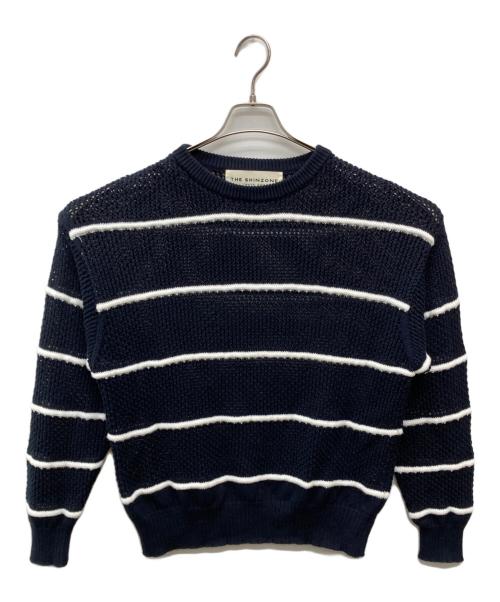 THE SHINZONE（ザ シンゾーン）THE SHINZONE (ザ シンゾーン) コットンリネンメッシュストライプニット ネイビー サイズ:FOの古着・服飾アイテム
