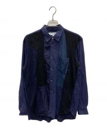 COMME des GARCONS SHIRT（コムデギャルソンシャツ）の古着「90's レーヨンブレンド切替シャツ」｜ネイビー