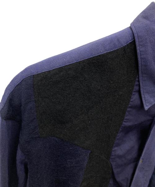 COMME des GARCONS SHIRT（コムデギャルソンシャツ）COMME des GARCONS SHIRT (コムデギャルソンシャツ) 90's レーヨンブレンド切替シャツ ネイビー サイズ:Ｍの古着・服飾アイテム