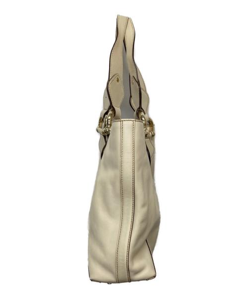 GUCCI（グッチ）GUCCI (グッチ) レザーハンドバッグ アイボリーの古着・服飾アイテム