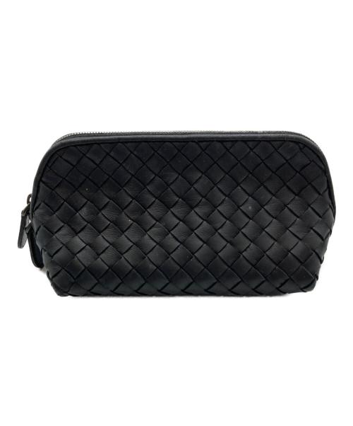 BOTTEGA VENETA（ボッテガベネタ）BOTTEGA VENETA (ボッテガベネタ) イントレチャートコスメポーチ ブラックの古着・服飾アイテム