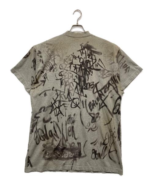 BALENCIAGA（バレンシアガ）BALENCIAGA (バレンシアガ) クラッシュダスト加工 ワッペン 半袖Tシャツ グレー サイズ:Lの古着・服飾アイテム