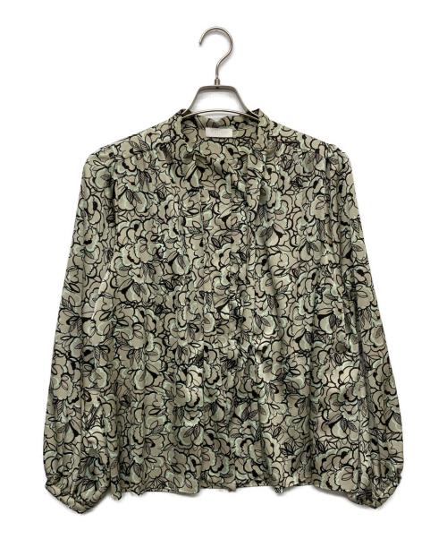 BALLSEY（ボールジィ）BALLSEY (ボールジィ) クラウドフラワープリント ボウタイブラウス グリーン サイズ:36の古着・服飾アイテム