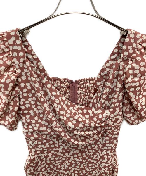 HER LIP TO（ハーリップトゥ）HER LIP TO (ハーリップトゥ) Cherry Pattern Cache-Coeur One-Piece/HLT2009006 ブラウン サイズ:Ｓの古着・服飾アイテム