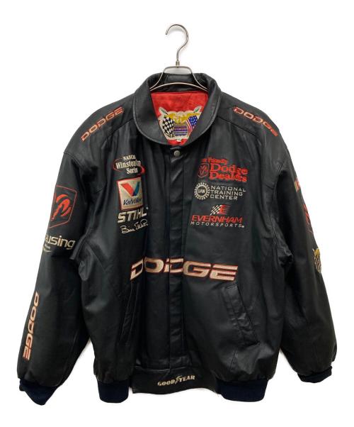 JEFFHAMILTON（メンズファッション）JEFFHAMILTON (メンズファッション) DODGE レーシングレザージャケット ブラック サイズ:ＸＸＬの古着・服飾アイテム