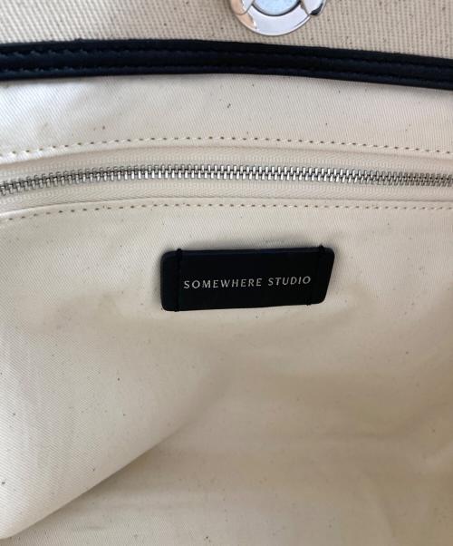 somewhere studio（サムウェア ステュディオ）somewhere studio (サムウェア ステュディオ) Cottage Tote Bag/トートバッグ/03-5360933 ブラック×アイボリーの古着・服飾アイテム
