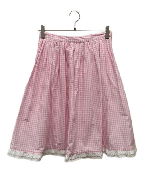 PRADA（プラダ）PRADA (プラダ) ギンガムチェックフレアスカート/P157N R181 1Q03 ピンク サイズ:42の古着・服飾アイテム
