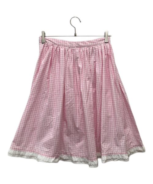 PRADA（プラダ）PRADA (プラダ) ギンガムチェックフレアスカート/P157N R181 1Q03 ピンク サイズ:42の古着・服飾アイテム