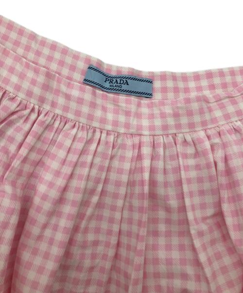 PRADA（プラダ）PRADA (プラダ) ギンガムチェックフレアスカート/P157N R181 1Q03 ピンク サイズ:42の古着・服飾アイテム