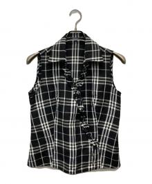 BURBERRY LONDON（バーバリーロンドン）の古着「フリルカシュクールシャツ」｜ブラック