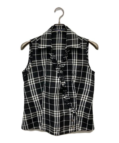BURBERRY LONDON（バーバリーロンドン）BURBERRY LONDON (バーバリーロンドン) フリルカシュクールシャツ ブラック サイズ:Lの古着・服飾アイテム