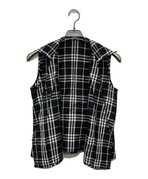 BURBERRY LONDON（バーバリーロンドン）BURBERRY LONDON (バーバリーロンドン) フリルカシュクールシャツ ブラック サイズ:Lの古着・服飾アイテム