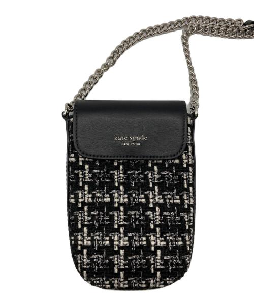 Kate Spade（ケイトスペード）Kate Spade (ケイトスペード) ステッフィーツイードフォン クロスボディ ホワイト×ブラックの古着・服飾アイテム
