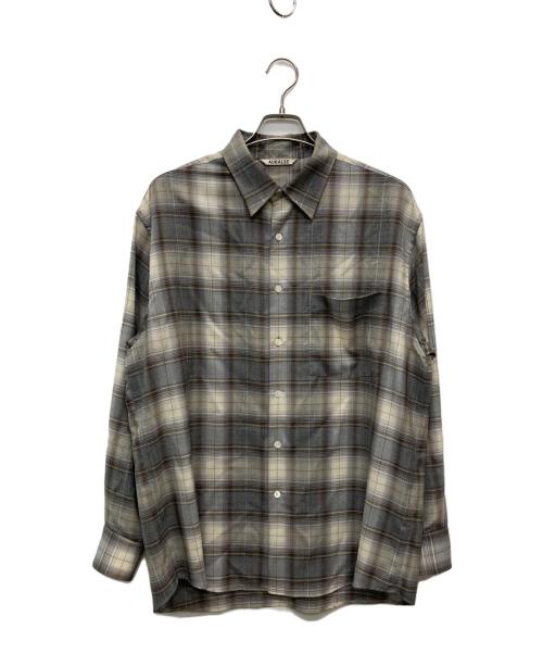 AURALEE（オーラリー）AURALEE (オーラリー) SUPER LIGHT WOOL CHECK SHIRTS ブラウン サイズ:4の古着・服飾アイテム