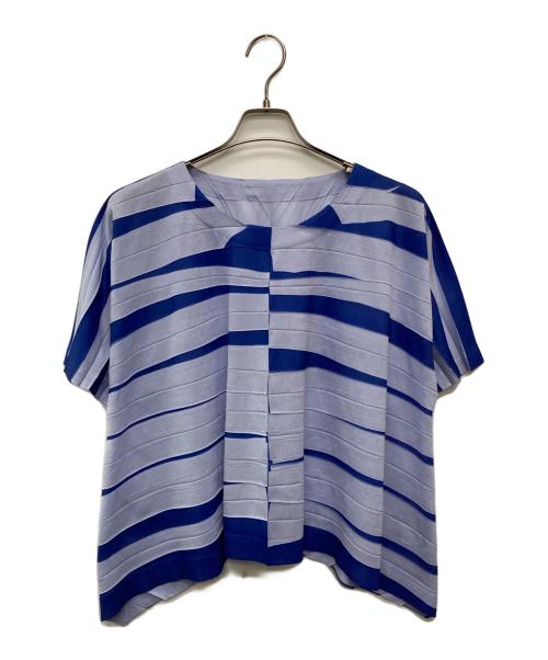 ISSEY MIYAKE（イッセイミヤケ）ISSEY MIYAKE (イッセイミヤケ) バイカラープリーツブラウス/IM02FJ698 ブルー サイズ:2の古着・服飾アイテム