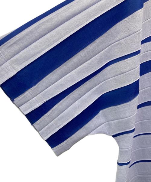 ISSEY MIYAKE（イッセイミヤケ）ISSEY MIYAKE (イッセイミヤケ) バイカラープリーツブラウス/IM02FJ698 ブルー サイズ:2の古着・服飾アイテム