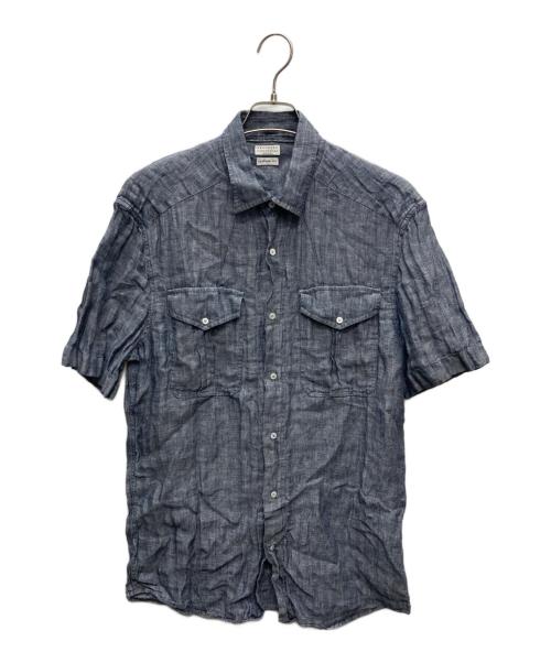 BRUNELLO CUCINELLI（ブルネロクチネリ）BRUNELLO CUCINELLI (ブルネロクチネリ) ヘリンボーンリネンS/Sシャツ/221 60C003 グレー サイズ:30の古着・服飾アイテム
