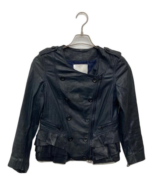 3.1 phillip lim（スリーワンフィリップリム）3.1 phillip lim (スリーワンフィリップリム) フリルレザーライダースジャケット ブラック サイズ:2の古着・服飾アイテム