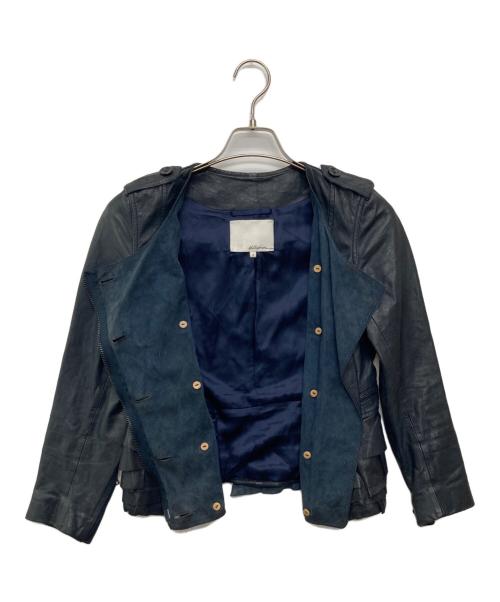 3.1 phillip lim（スリーワンフィリップリム）3.1 phillip lim (スリーワンフィリップリム) フリルレザーライダースジャケット ブラック サイズ:2の古着・服飾アイテム