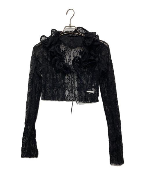 PRANK PROJECT（プランクプロジェクト）PRANK PROJECT (プランクプロジェクト) Lace Frill Wave Cardigan ブラック サイズ:FREEの古着・服飾アイテム