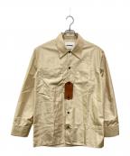 JIL SANDERジルサンダー）の古着「レザーパッチロングシャツ」｜ベージュ
