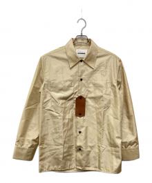 JIL SANDER（ジルサンダー）の古着「レザーパッチロングシャツ」｜ベージュ