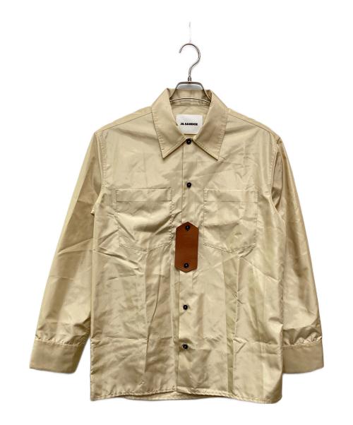 JIL SANDER（ジルサンダー）JIL SANDER (ジルサンダー) レザーパッチロングシャツ ベージュ サイズ:38の古着・服飾アイテム