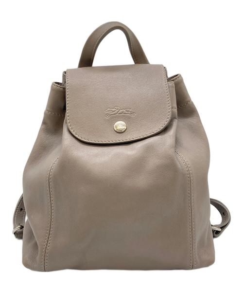 LONGCHAMP（ロンシャン）LONGCHAMP (ロンシャン) ル・プリアージュ キュイールレザーリュック ベージュの古着・服飾アイテム