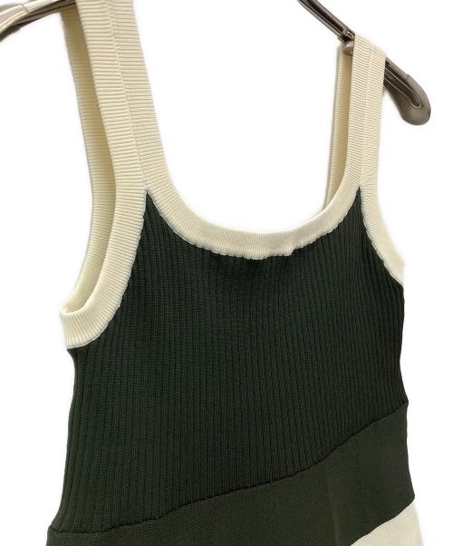 OMMO（オーエムエムオー）OMMO (オーエムエムオー) BODER KNIT SQUARE TANK OP/882620304201 ブラック×オリーブ サイズ:38の古着・服飾アイテム