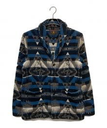 Hysteric Glamour（ヒステリックグラマー）の古着「ネイティブ柄パイルショールカラージャケット/0261AB08」｜ブルー