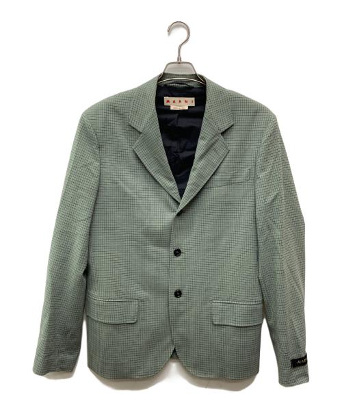 MARNI（マルニ）MARNI (マルニ) チェックノッチドラペル3Bジャケット グリーン サイズ:48の古着・服飾アイテム