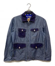 JUNYA WATANABE COMME des GARCONS MAN PINK（ジュンヤワタナベ コムデギャルソンマン ピンク）の古着「コットンリネンエルボーパッチシャンブレージャケット/WQ-J031」｜ブルー