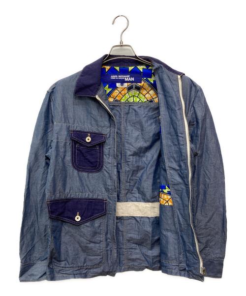 JUNYA WATANABE COMME des GARCONS MAN PINK（ジュンヤワタナベ コムデギャルソンマン ピンク）JUNYA WATANABE COMME des GARCONS MAN PINK (ジュンヤワタナベ コムデギャルソンマン ピンク) コットンリネンエルボーパッチシャンブレージャケット/WQ-J031 ブルー サイズ:Ｌの古着・服飾アイテム