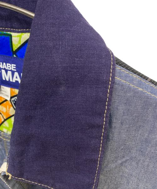 JUNYA WATANABE COMME des GARCONS MAN PINK（ジュンヤワタナベ コムデギャルソンマン ピンク）JUNYA WATANABE COMME des GARCONS MAN PINK (ジュンヤワタナベ コムデギャルソンマン ピンク) コットンリネンエルボーパッチシャンブレージャケット/WQ-J031 ブルー サイズ:Ｌの古着・服飾アイテム