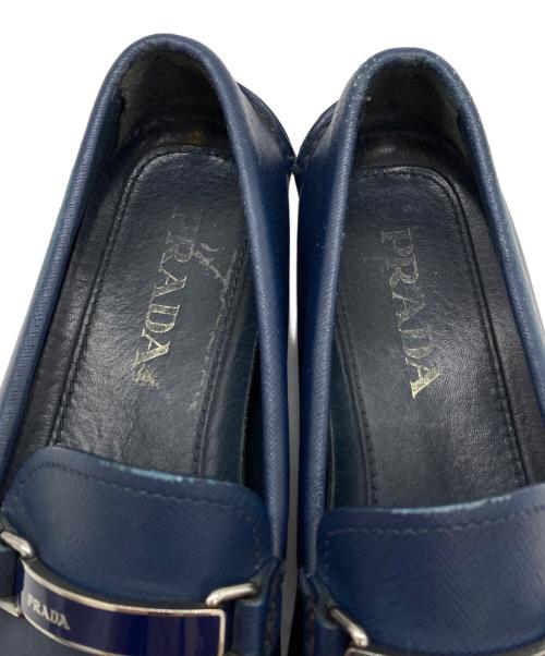 PRADA（プラダ）PRADA (プラダ) レザードライビングシューズ ブルー サイズ:6の古着・服飾アイテム