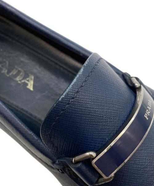 PRADA（プラダ）PRADA (プラダ) レザードライビングシューズ ブルー サイズ:6の古着・服飾アイテム