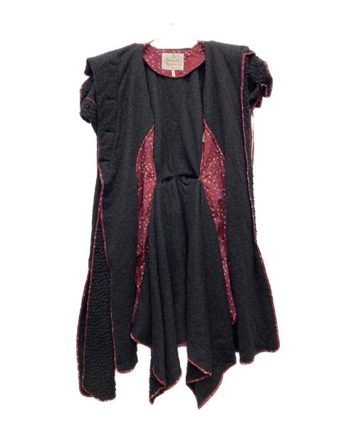 Vivienne Westwood（ヴィヴィアンウエストウッド）Vivienne Westwood (ヴィヴィアンウエストウッド) 変形デザインコート レッド×グレー サイズ:38の古着・服飾アイテム