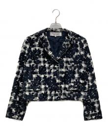 ROBE DE CHAMBRE COMME DES GARCONS（ローブドシャンブル コムデギャルソン）の古着「ベロアジャガードギンガムチェックジャケット」｜グレー