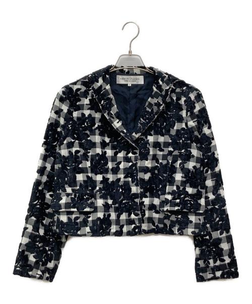 ROBE DE CHAMBRE COMME DES GARCONS（ローブドシャンブル コムデギャルソン）ROBE DE CHAMBRE COMME DES GARCONS (ローブドシャンブル コムデギャルソン) ベロアジャガードギンガムチェックジャケット グレー サイズ:Mの古着・服飾アイテム