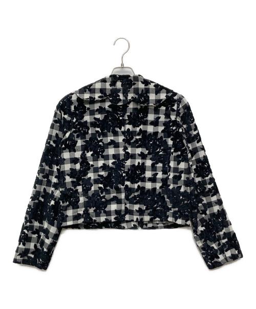 ROBE DE CHAMBRE COMME DES GARCONS（ローブドシャンブル コムデギャルソン）ROBE DE CHAMBRE COMME DES GARCONS (ローブドシャンブル コムデギャルソン) ベロアジャガードギンガムチェックジャケット グレー サイズ:Mの古着・服飾アイテム