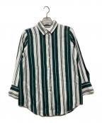 JIL SANDERジルサンダー）の古着「ストライプロングシャツ/HSJWLA0012」｜グリーン×ホワイト